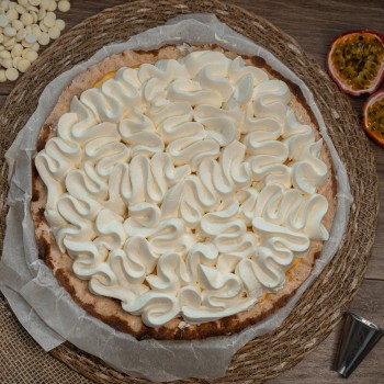 Tarte crème passion & mousse chocolat blanc